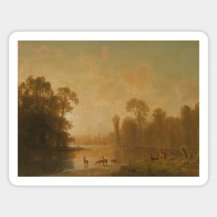 Twilight With Deer by Albert Bierstadt Magnet